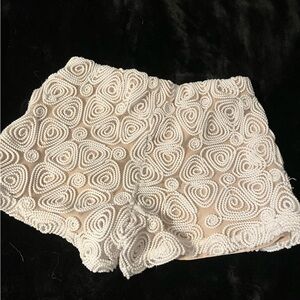 Hot & Delicious White Beaded Shorts